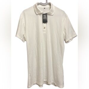 URRU Men's White Muscle Polo Shirt